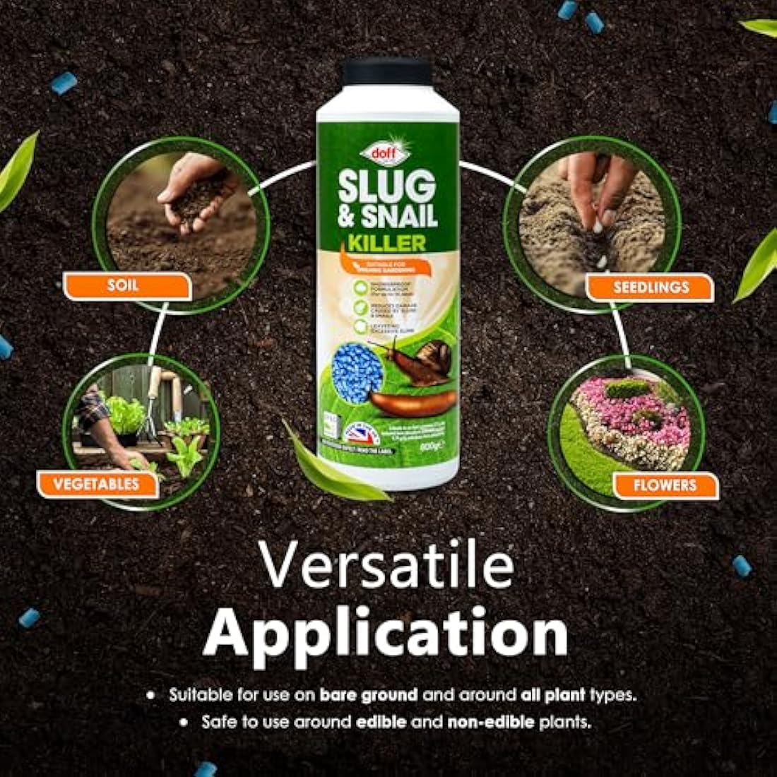 FERRIS | Slug & Snail Killer Pellets 800g - Use in Gardens & Greenhouses - Powerful Slug Repellent for Organic Gardening with Maximum Protection | Fast Acting Pellets for Slugs and Snails (1 Pack)