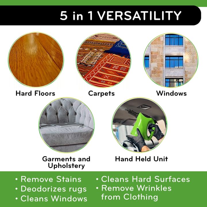 H2O X5 - Steam Mop - 5 in 1 Steam Cleaner (Green Handheld)