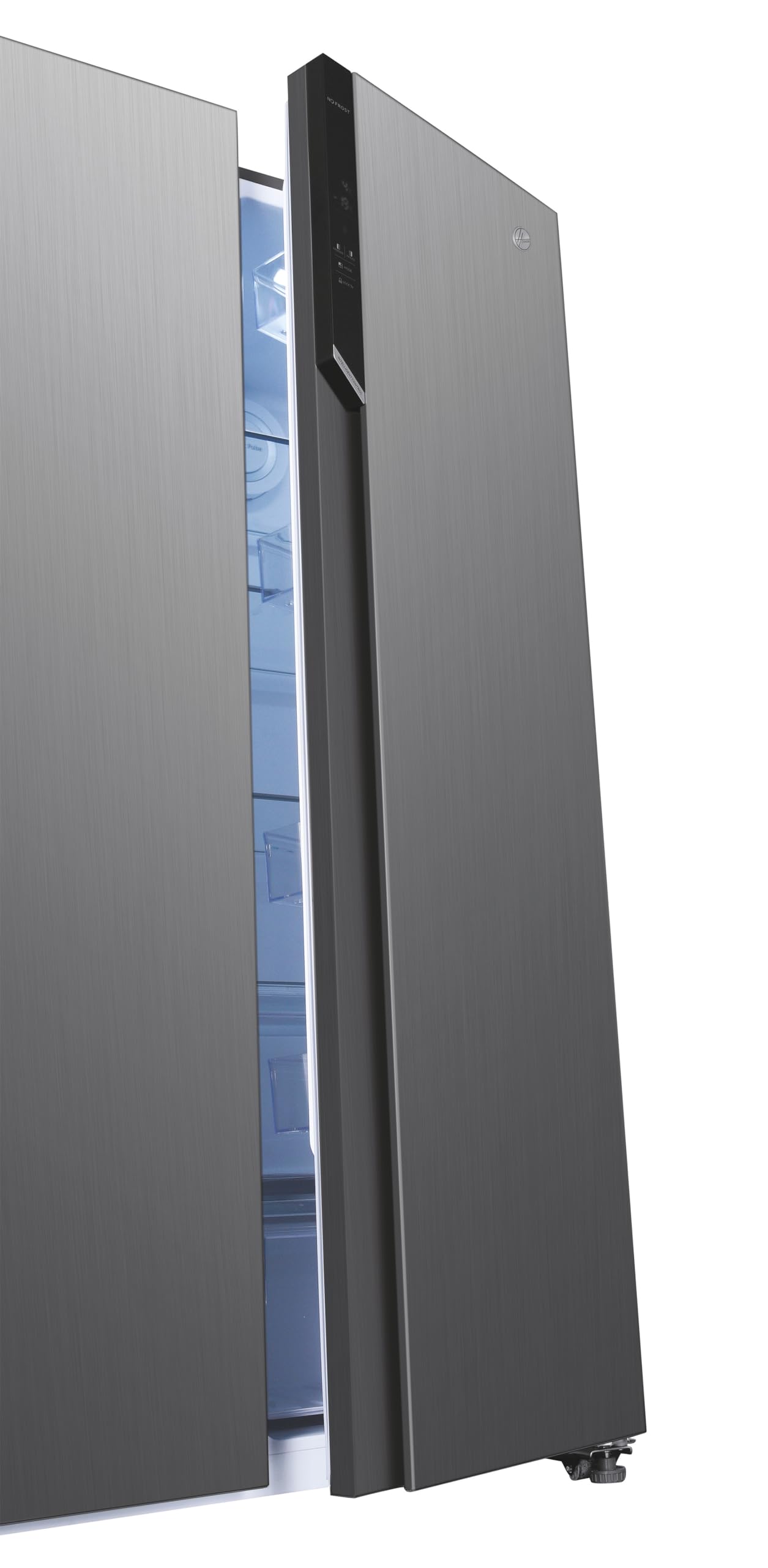 Hoover H-FRIDGE 500 MAXI Freestanding American Fridge Freezer with Water Dispenser, Side by Side, Total No Frost Technology, E Class, 532L Total Capacity, Inox, 91x67x177 cm - HHSBSO6174XWDK-1