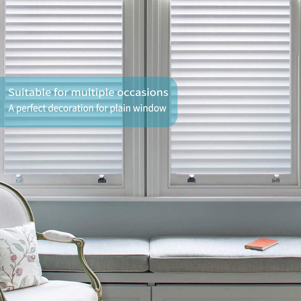 Gyxust Privacy Window Film, Self Adhesive Stripe Privacy Film Opaque No Glue Anti UV (90 * 400cm)