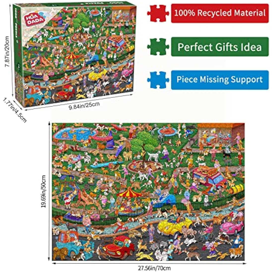 HUADADA The Dog Party Jigsaw Puzzles for Adults 1000 Piece Fun Dogs Park Jigsaws 1000 Pieces for Adults Gifts