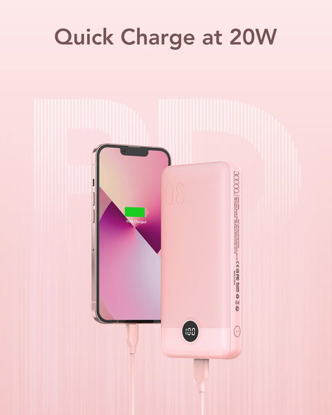 VEGER Power Bank Fast Charging,30000mAh Portable Charger PD 20W USB C Battery Pack with 4 Outputs & 2 Inputs Compatible with iPhone/iPad/Smartphones Tablet and More