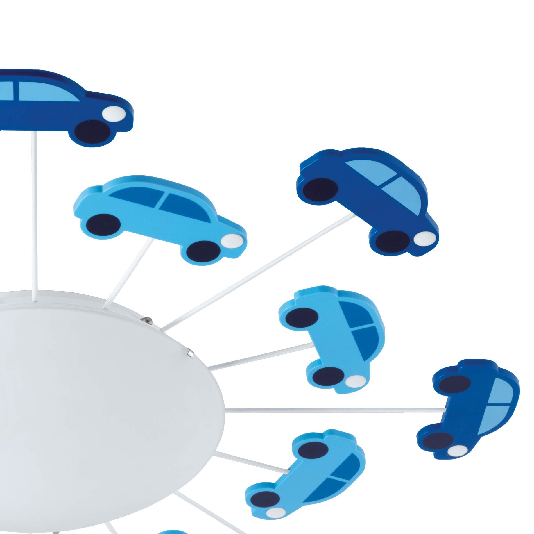 Eglo Viki 1 Kids Ceiling Light, Steel Flush Mounted Wall Light in Blue with Satin and White Glass, E27 Socket