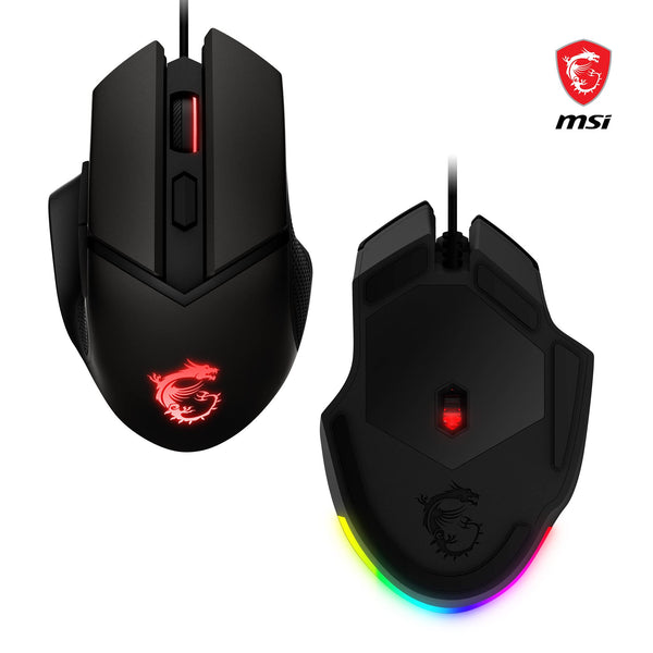 MSI CLUTCH GM51 LIGHTWEIGHT Gaming Mouse - 26000 DPI Optical Sensor, Elite 0.125ms Latency, 60M+ Click OMRON Switches, 6-Buttons, FriXionFree Cable, RGB Diamond LightGrips, 75g - Wired