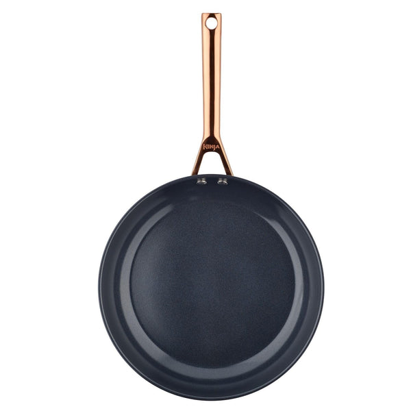 Ninja Extended Life 28cm Ceramic Frying Pan, Non-Stick (No PFAs, PFOAs, Lead or Cadmium), Induction Compatible, Stainless Steel Handle, Oven Safe to 285°C, Grey & Terracotta, CW90028EUUKDB