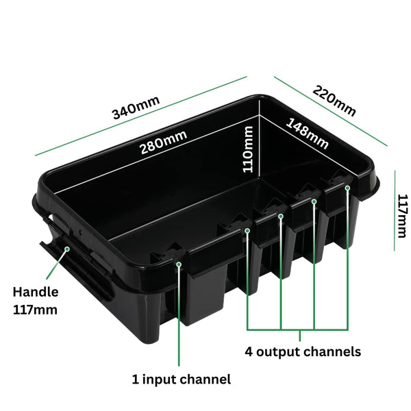 DRiBOX – Large IP55 Weatherproof Outdoor Electrical Connection Box 40 x 31 x 14.5cm – Power Cord Enclosure for Christmas Lights, Timers, Extension Cables, Leads, Reels, Transformers (Large, Black)