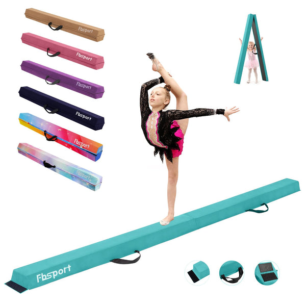 FBSPORT 300 CM Balance Beam, Gymnastics Balance Beam for Kids, Floor Balance Beam, Folding Gymnastics Beam for Training, Green