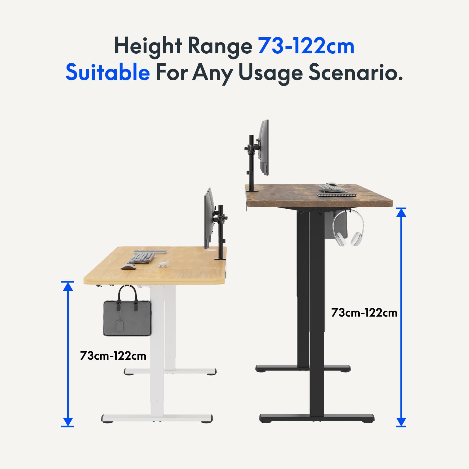 FLEXISPOT ONE PIECE Electric Standing Desk Height Adjustable Sit Stand Up Desk for Home Office with Memory Smart Pannel (100 * 60cm Black Frame+ Black Desktop)