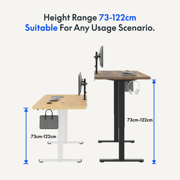 FLEXISPOT ONE PIECE Electric Standing Desk Height Adjustable Sit Stand Up Desk for Home Office with Memory Smart Pannel (100 * 60cm Black Frame+ Black Desktop)