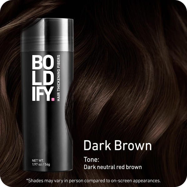BOLDIFY Hair Fibres (56g) - Fill In Thinning and Fine Hair for an Instantly Fuller, Thicker Look - 14 Shades for Women and Men - Medium Brown