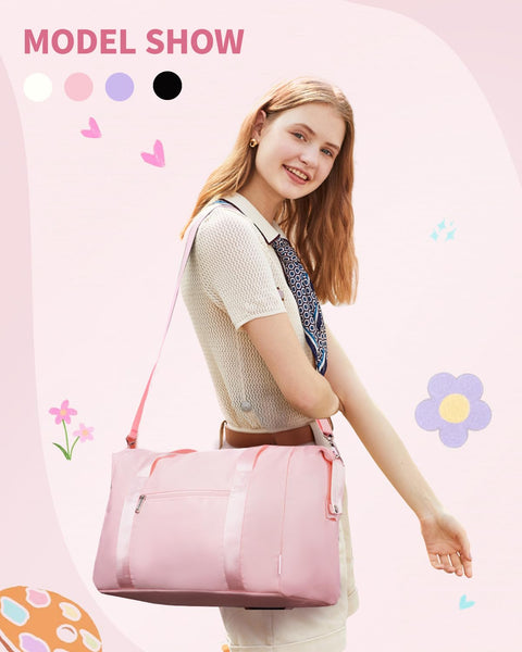 Narwey for Ryanair Cabin Bag 40x20x25 Underseat Ryan Air Bag Foladble Travel Duffel Hospital Carry on Hand Luggage Holdall Weekend Overnight Bag for Women and Men 20L (Beige with Green Straps)