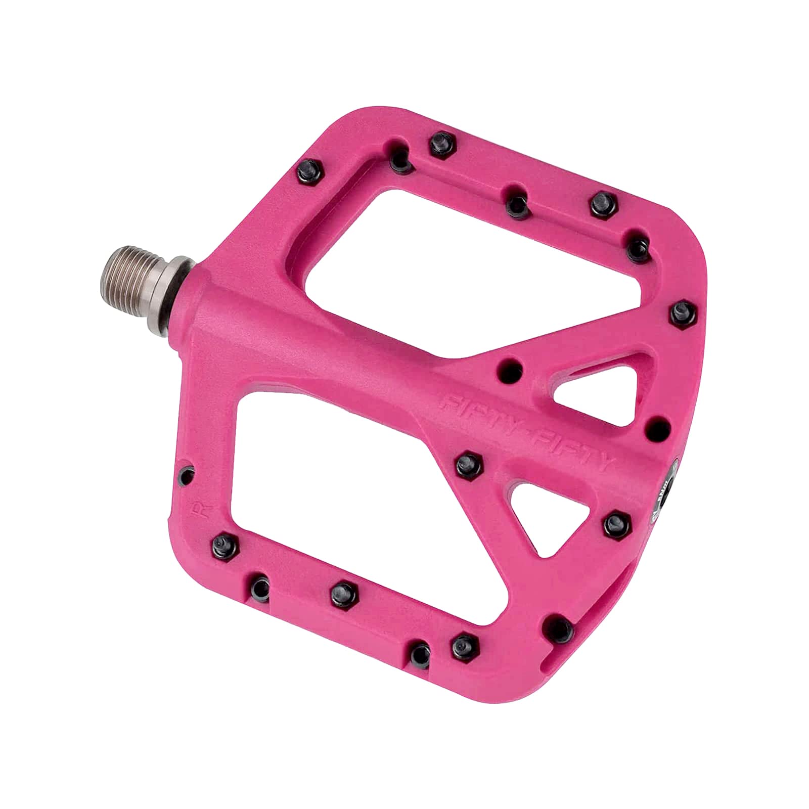 FIFTY-FIFTY Mountain Bike Pedals, Non-Slip MTB Nylon Composite, 9/16" Bicycle Pedals, Lightweight and Wide Flat Platform (Pink)