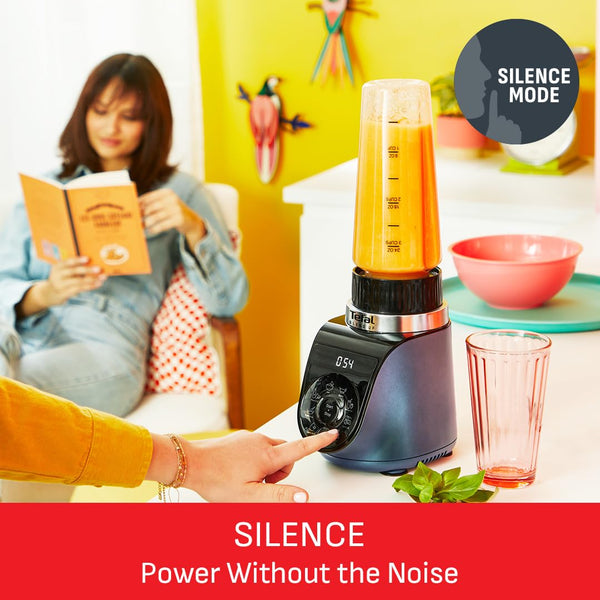 Tefal Blend Up Powerful Mini Blender, Quiet Mode, 8 Auto Programmes, Auto Cleaning Programme, 2 Durable Bottles 0.7L & 0.4L, Smoothies, Protein Shakes, Cocktails, Ice Crush, Hummus, 6 Blades BL19H4G0