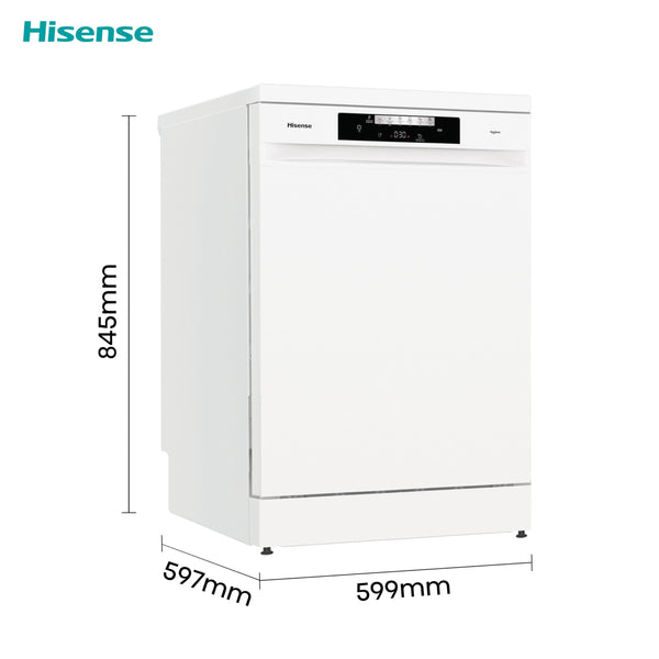 Hisense HS622E90WUK Freestanding Standard Dishwasher 85cm High - E Rated, White, 24 x 23 x 33 inches (L x W x H) [Energy Class E]