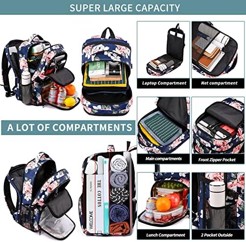 HILUSEN Travel Laptop Backpack for Men,Water Resistant Lunch Backpack Work Backpack with USB Charging Port