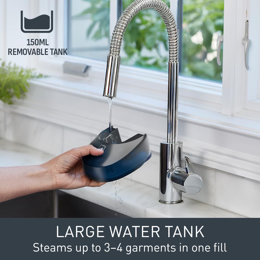 Tefal Access Steam+ Handheld Clothes Steamer, 1600W, 26 g/min Steam, No Ironing Board Needed, 2 Steam Levels, Sanitising Steam, Black & Rose Gold, DT8103