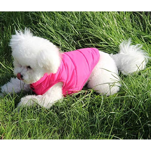 JoyDaog 2 Layers Fleece Lined Super Warm Dog Jacket for Winter Cold Weather,Extra Soft Puppy Vest Windproof Doggie Coat,Pink M
