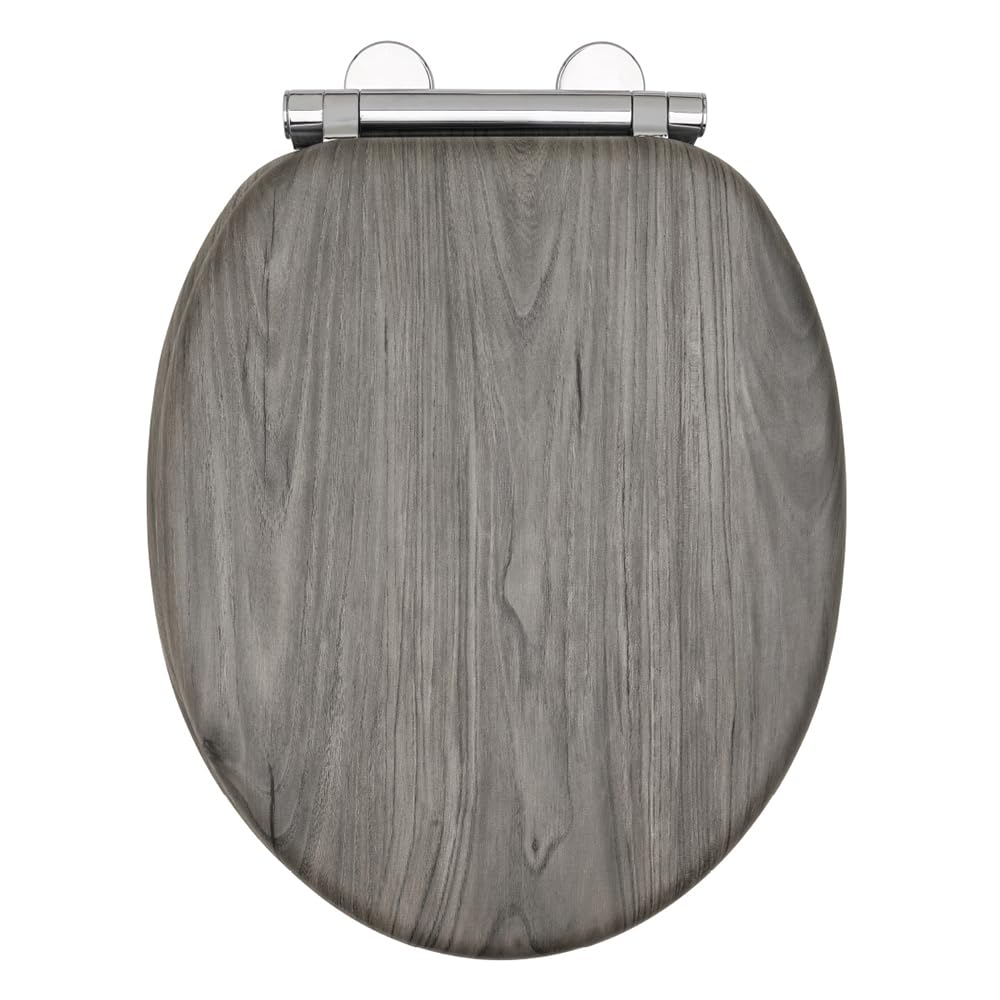 AQUALONA® Luxury Soft Close Toilet Seat - Moulded Wood - Stainless Steel Slow Close Hinges - Click, Lift & Clean Technology (Bamboo Toilet Seat)