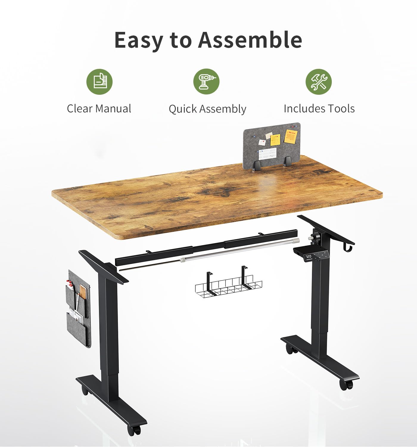 MAIDeSITe Height Adjustable Standing Desk Electric Standing Desk Sit Stand Desk Stand Up Desk with Cable Tray 120 * 60cm Desktop for Home Office