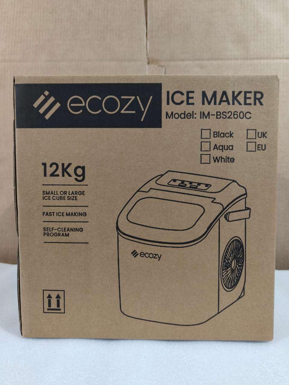 ecozy Ice Maker Machine, Portable Ice Machine, 9 Ice Cubes in 6 Mins, 12KG in 24Hrs, 2 Sizes of Ice, Self-Cleaning Ice Cube Maker, Countertop Ice Maker for Home/Office/Kitchen/Bar