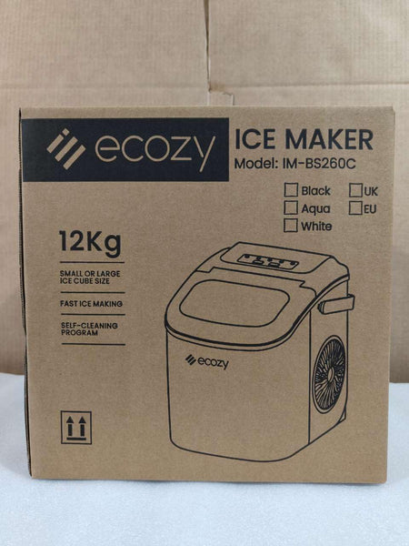 ecozy Ice Maker Machine, Portable Ice Machine, 9 Ice Cubes in 6 Mins, 12KG in 24Hrs, 2 Sizes of Ice, Self-Cleaning Ice Cube Maker, Countertop Ice Maker for Home/Office/Kitchen/Bar