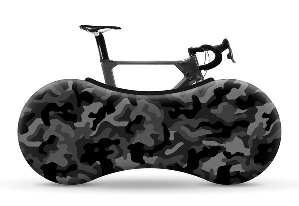 Velo Sock Bicycle Indoor Cover for Storage and Transportation, Stretchy Dirt Proof Fabric, Bike Travel Protection Cover ? Camo (Black)