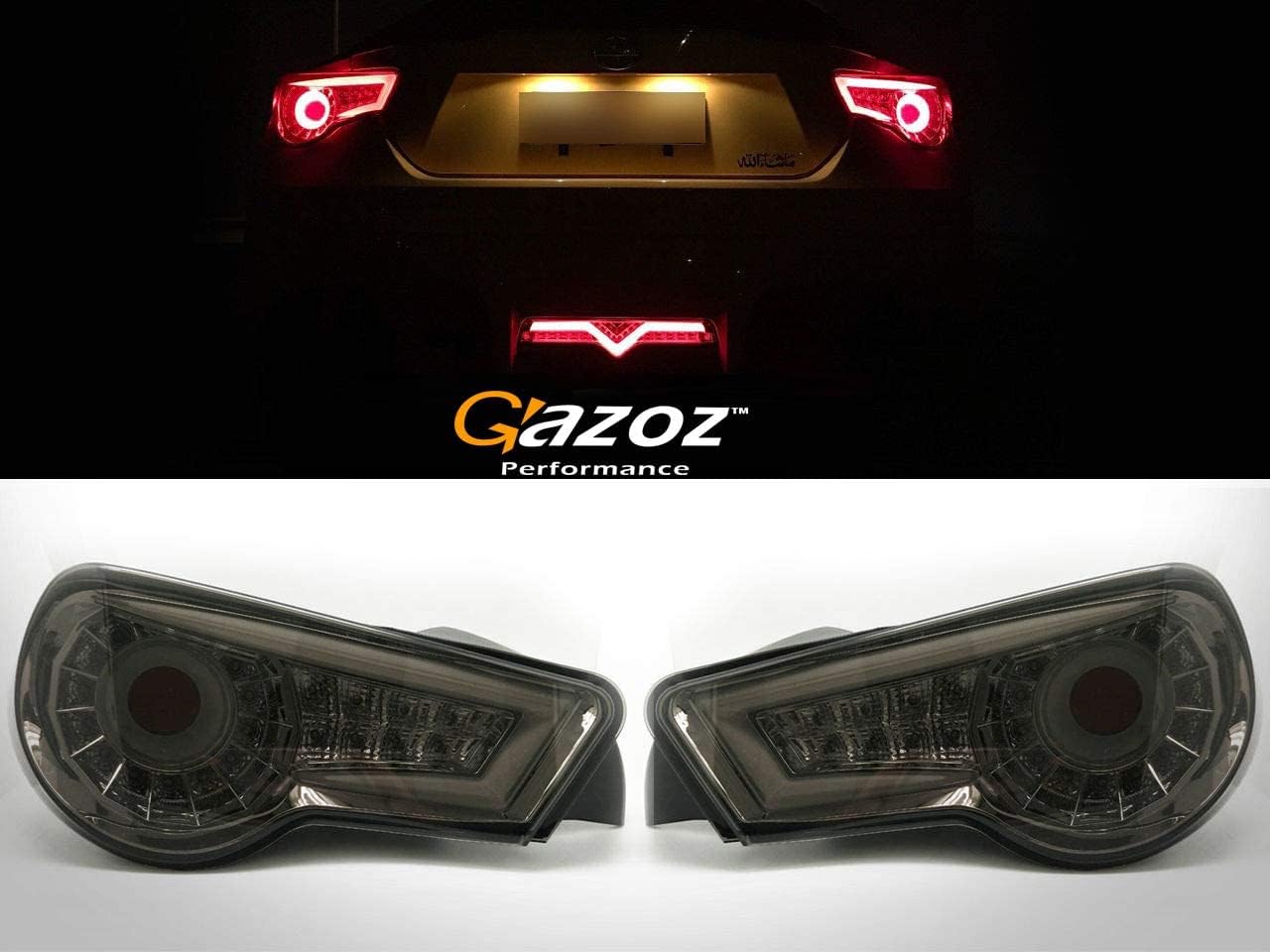 GAZOZ PERFORMANCE LED Black Smoke Tail Rear Light Lamp compatible with GT86 Scion FRS FR-S BRZ