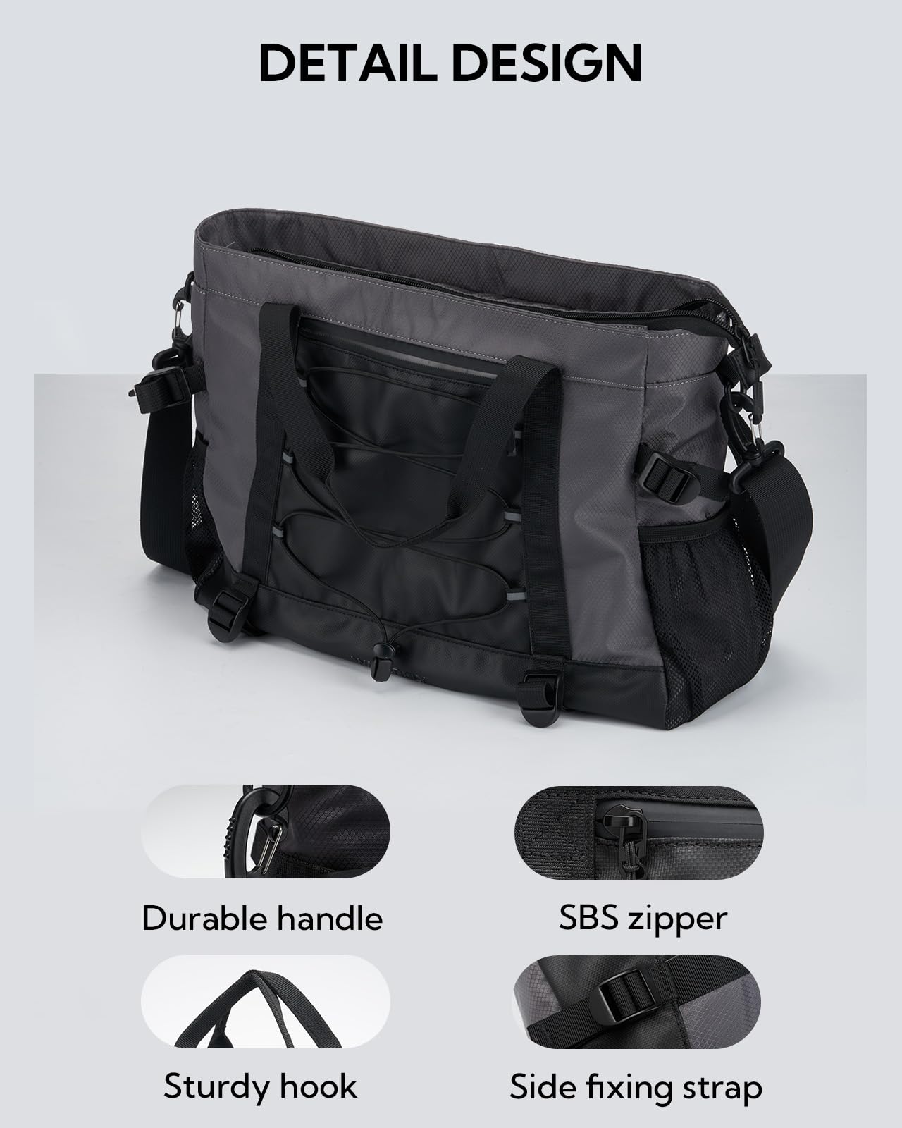 Waterfly Sports Gym Bag Small Duffle Bag for Women Men Water Resistant Weekend Travel Overnight Holdall Bag for Swimming Fitness Black