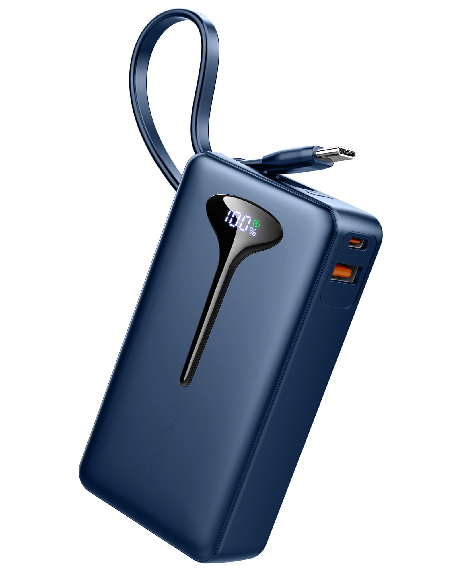 Power Bank Fast Charging, 22.5W Portable Charger 10000mAh, Small Battery Pack USB-C In & Out, Lightweight Powerbank with Built in Cable for iPhone 16/15/14/13/12, Samsung Galaxy, Xiaomi, Android etc