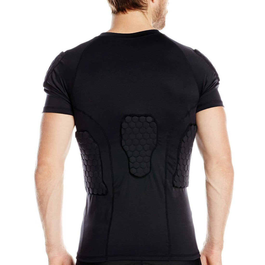 DGYAO Padded Comprssion T Shirt, Mens Rugby Safe Guard Top for Chest Rib Shoulder Protector X-Large