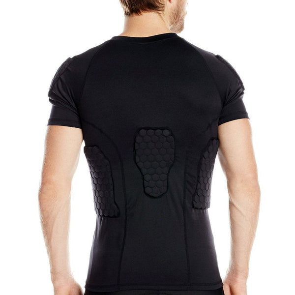DGYAO Padded Comprssion T Shirt, Mens Rugby Safe Guard Top for Chest Rib Shoulder Protector X-Large