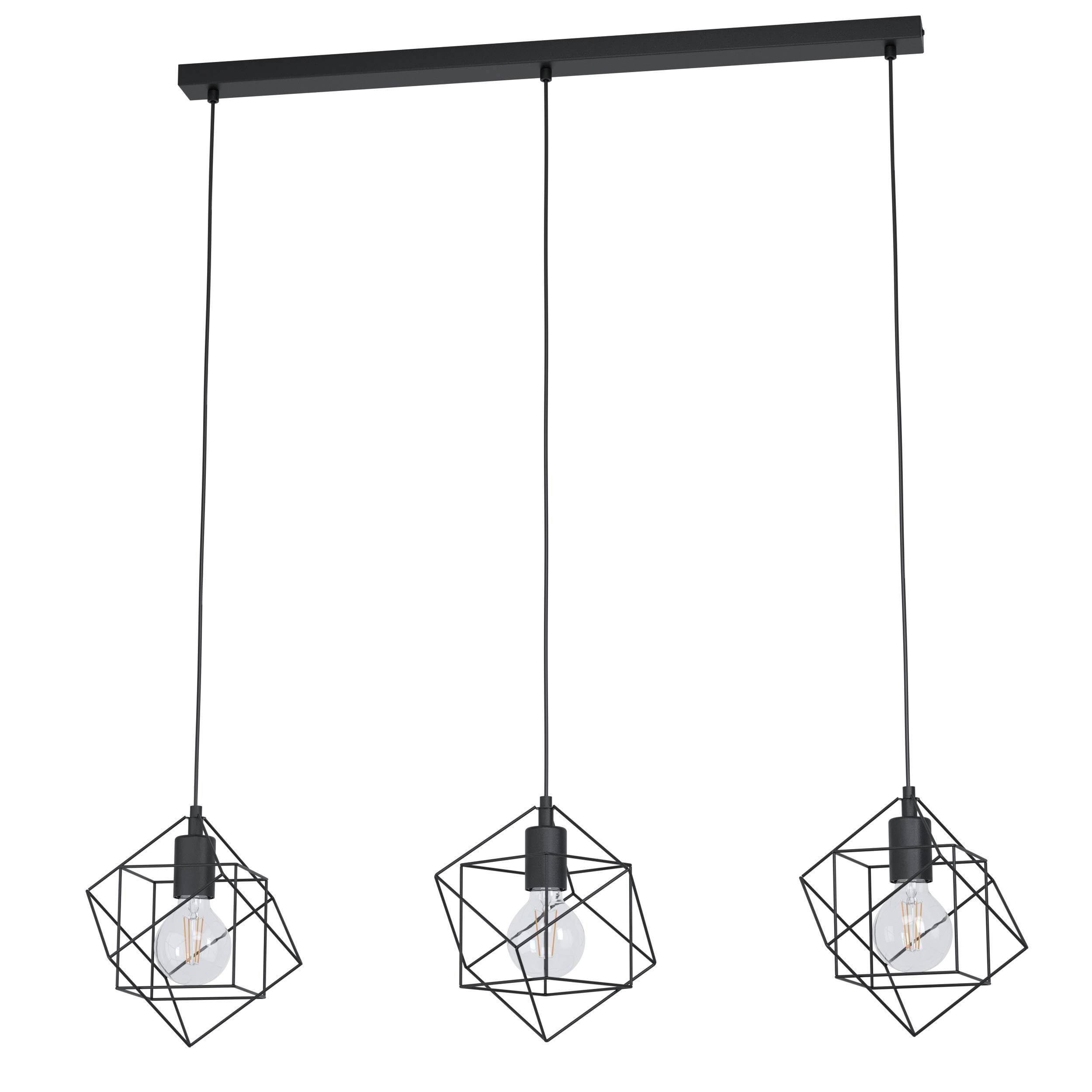 Eglo Straiton Black Steel Modern Geometric 3 Light Pendant