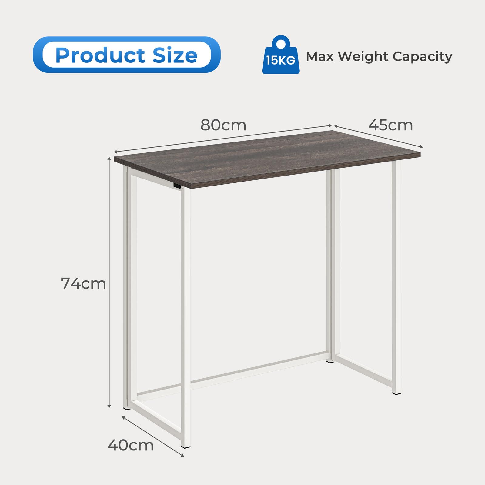 Dripex Compact Folding Desk No Assembly Required Computer Desk Folding Hobby Craft Table, Dark Oak