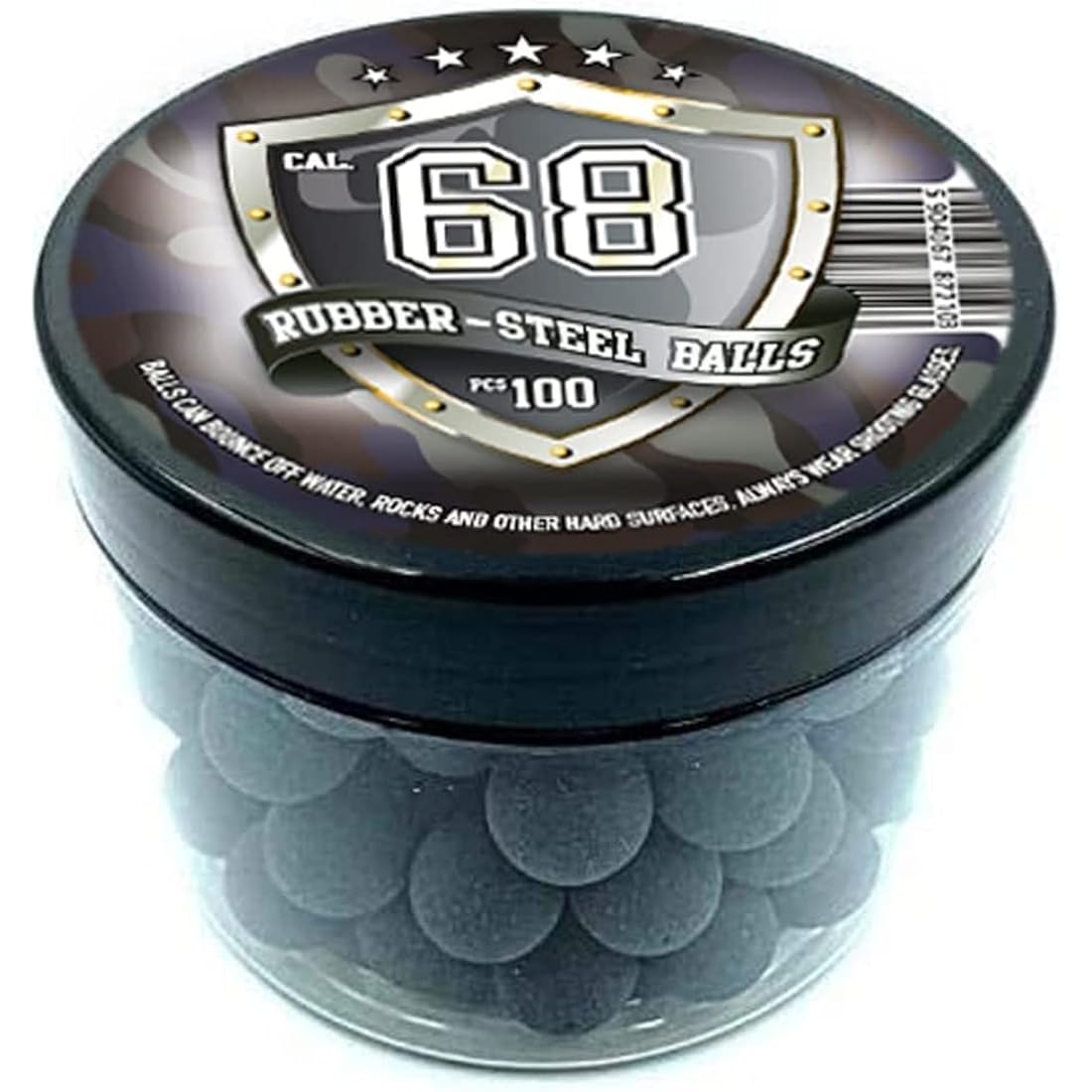 100 x Rubber Steel Balls Projectiles Heavy Ammo for Training Shooting Home and Self Defense Pistols in 68 Caliber