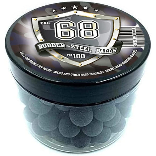 100 x Rubber Steel Balls Projectiles Heavy Ammo for Training Shooting Home and Self Defense Pistols in 68 Caliber