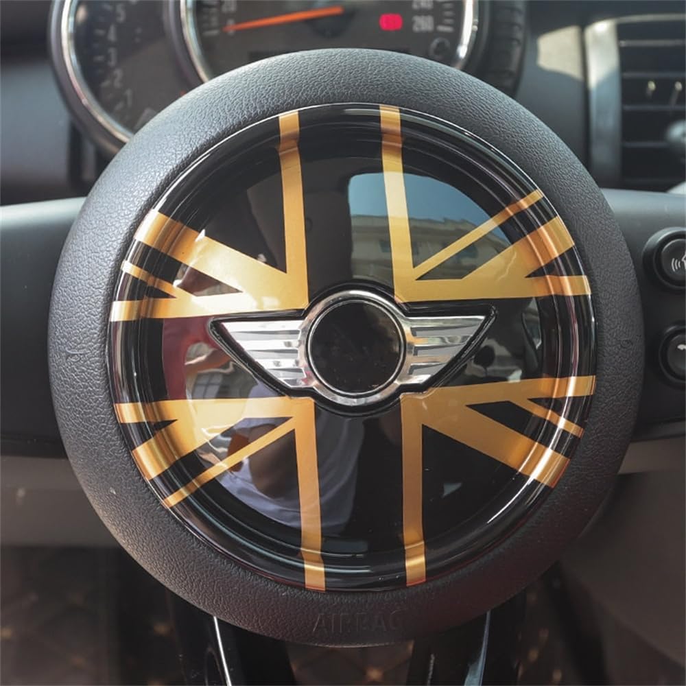 ABS Plastic Steering Wheel Decoration Trim Cover Sticker Shell for Mini Cooper F54 Clubman F55 Hardtop F56 Hatchback F57 Convertible F60 Countryman 2014~2020 (Union Jack Gray)