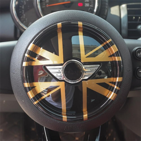 ABS Plastic Steering Wheel Decoration Trim Cover Sticker Shell for Mini Cooper F54 Clubman F55 Hardtop F56 Hatchback F57 Convertible F60 Countryman 2014~2020 (Union Jack Gray)