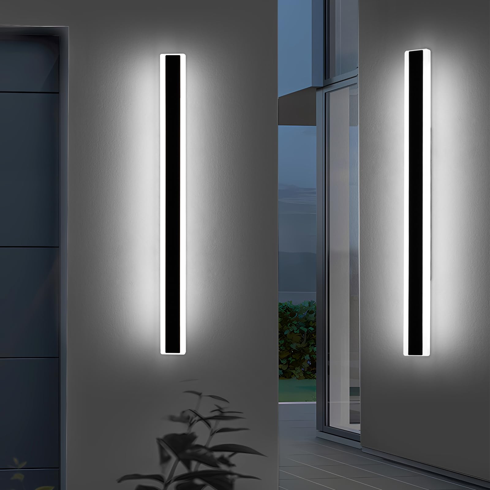 Mikeru 6500k Cool White Outdoor Wall Light, 150cm Modern Porch Wall Light, LED Vertical Long Acrylic Garden Fixture, IP65 Waterproof for Balcony, Living Room, Garage, Patio