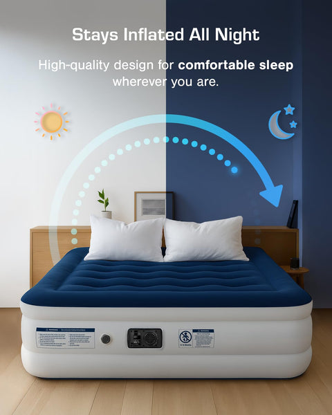 Active Era Luxury Single Inflatable Mattress | Puncture Proof Single Airbed with Flock Coating | Quick 3 Mins Blow Up Bed with Built-in Pump | Portable Air Bed for Home, Camping & Guests 187x99x53cm