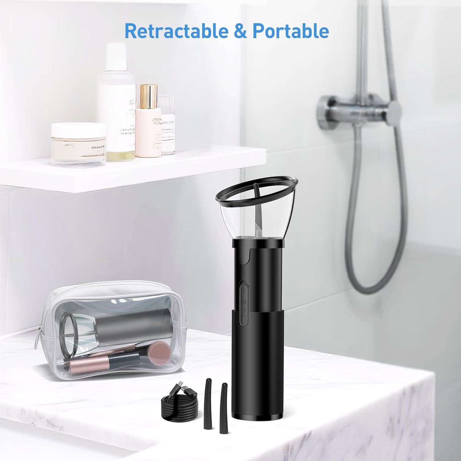 ZonGym Electric Ear Wax Removal Kit – Retractable Ear Cleaner, Safe Ear Syringe and Effective Ear Cleaning Kit, Waterproof Ear Wax Remover for Humans with 4 Pressure Modes