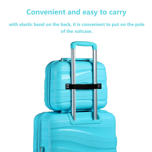 Kono Luggage Sets of 2 Piece Lightweight Polypropylene Hard Shell Suitcase with TSA Lock Spinner Wheels Travel Carry On Hand Cabin Luggage with Beauty Case (Set of 2, Black)