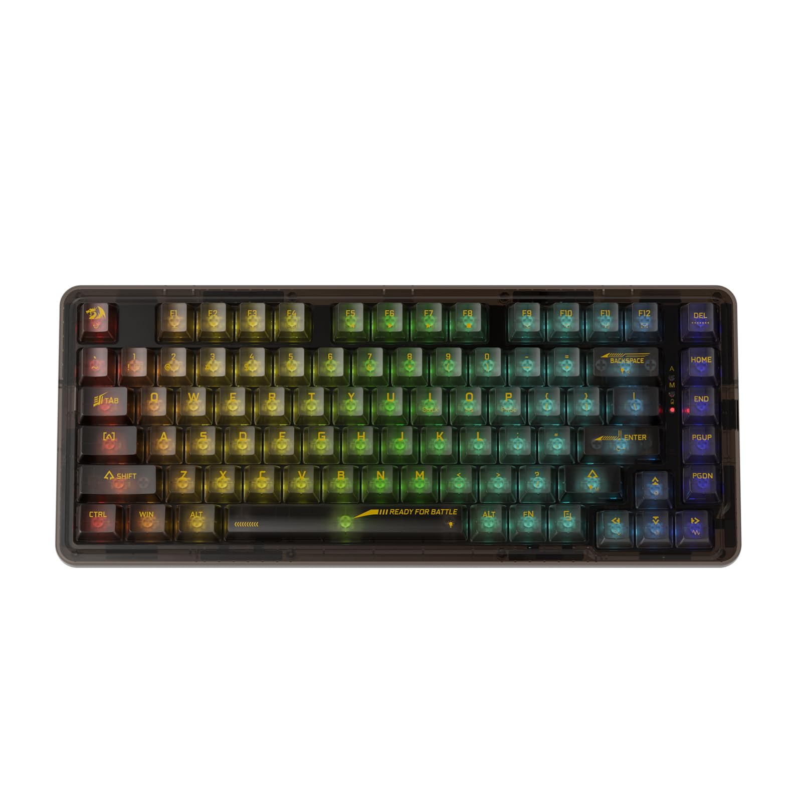 Redragon K649 PRO 78% Wireless Gasket RGB Gaming Keyboard, 3-Modes 82 Keys Full-Transparent Hot-Swap Compact Mechanical Keyboard w/Upgraded Socket, Sound Absorbing Foams, Translucent Custom Switch