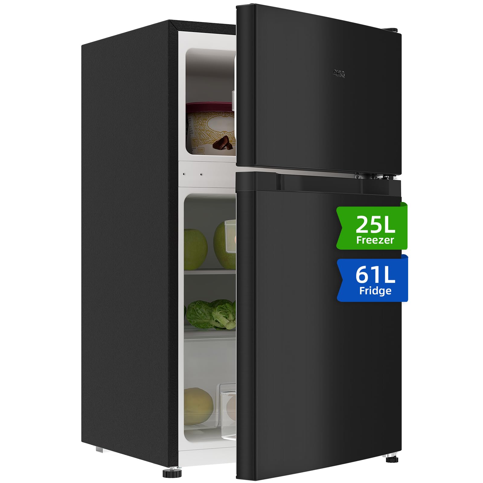 CHiQ FBM157L4EU, Fridge Freezer, 157L, 70/30, 12-Year Compressor Service, Low Frost, E, 39 dB, 48cm Wide 144cm Tall, Black