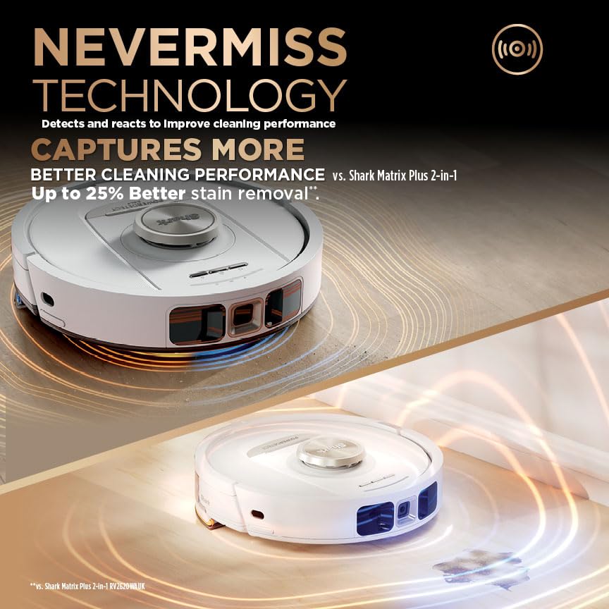Shark PowerDetect 2-in-1 Robot Vacuum & Mop, NeverTouch Pro 60-Day Self Empty, Self-Refill and Self-Clean Robot Vacuum with 3D & LiDAR Navigation, NeverStuck Obstacle Bypass, WiFi/App White