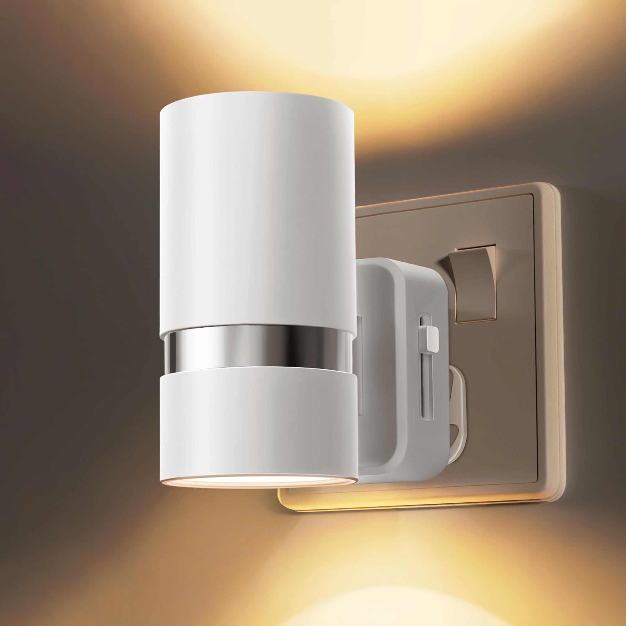 LOHAS-LED Night Light Plug in Wall, 1 Pack, Dimmable Nightlight, Dusk to Dawn Sensor, Brightness Adjustable 0-100LM, 3000K Warm White, Plug-in Modern Night Light for Hallway Bedroom Stair Bathroom