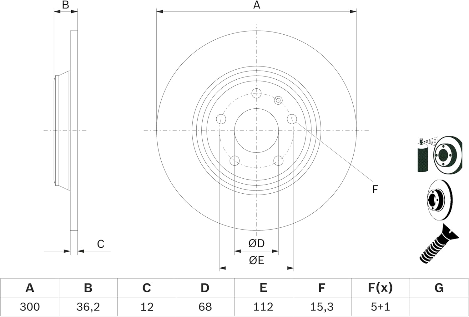 Bosch BD1249 Brake discs - ECE-R90 certified - 1 set of 2 discs
