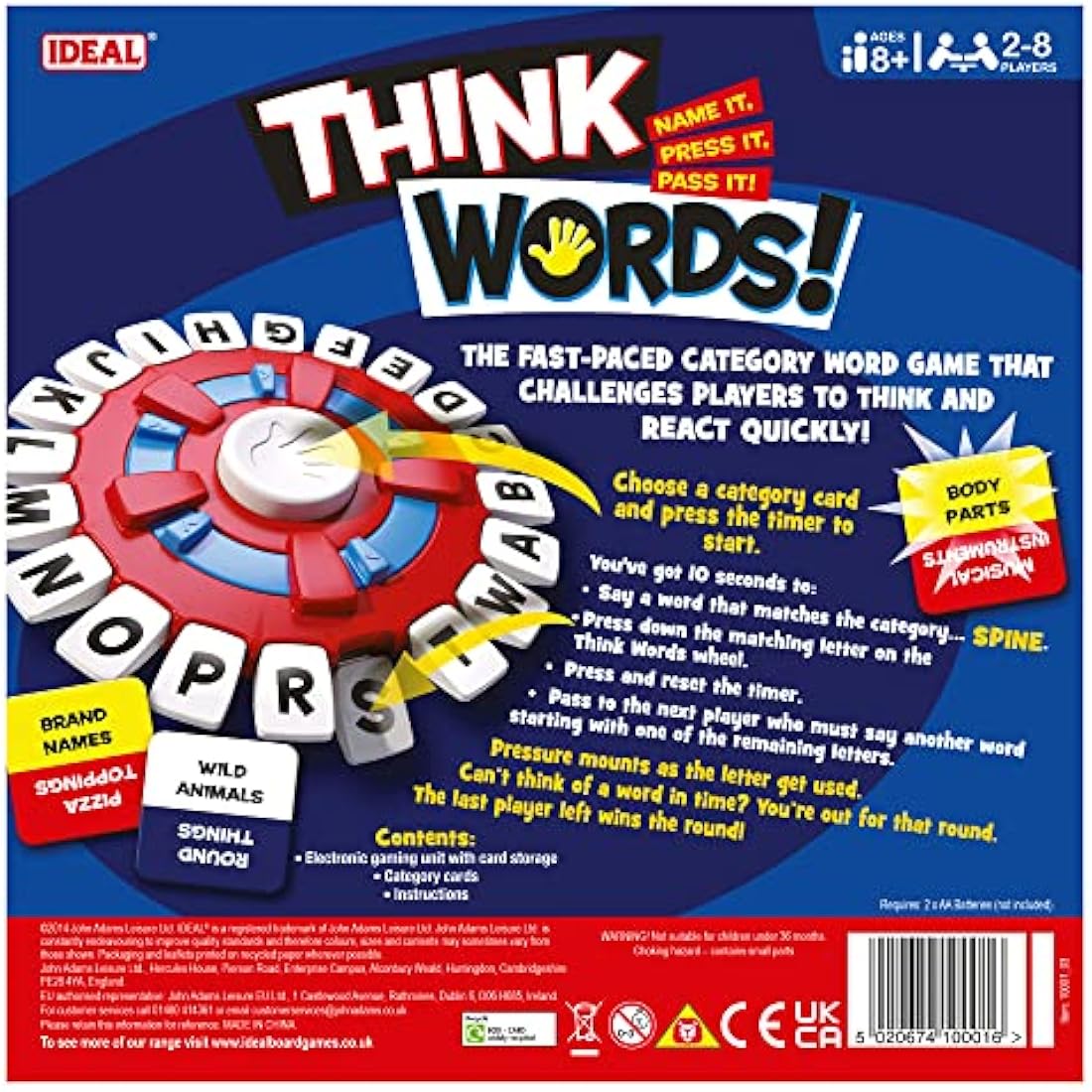 Ideal | Think Words: The quick thinking, letter pressing game! | Family Games | For 2-8 Players | Ages 8+