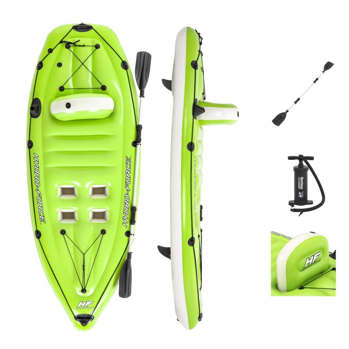 Bestway Hydro-Force Inflatable Kayak | Koracle Inflatable Boat Complete Set For Fishing With Hand Pump, Paddle and Storage Bag, 1 Person Capacity Multiple Styles