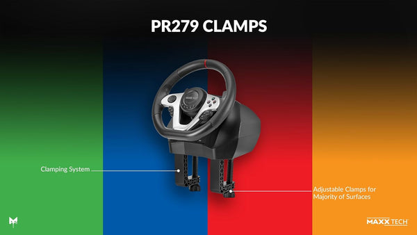 Maxx Tech PR279 Racing Wheel Kit For PC, Xbox, PS4 & Nintendo Switch - Wheel, 2-pedal set & wheel clamp