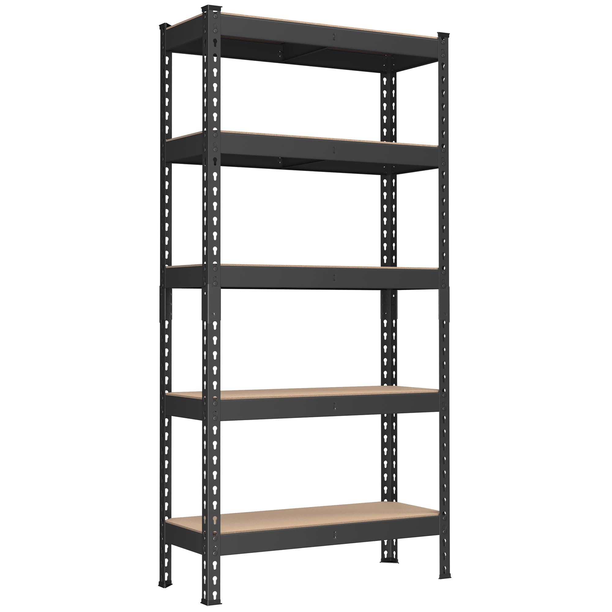 SONGMICS 5-Tier Shelving Unit, Storage Shelves, for Garage, Boltless Assembly, Adjustable Shelves, 30 x 75 x 150 cm, Load 875 kg, for Shed Warehouse Basement Kitchen, Black GLR300B01